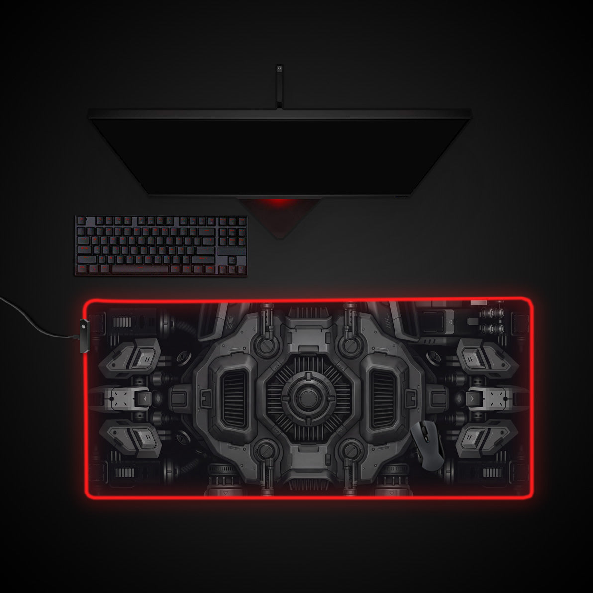 Dark Engine desk mat with RGB edge lighting