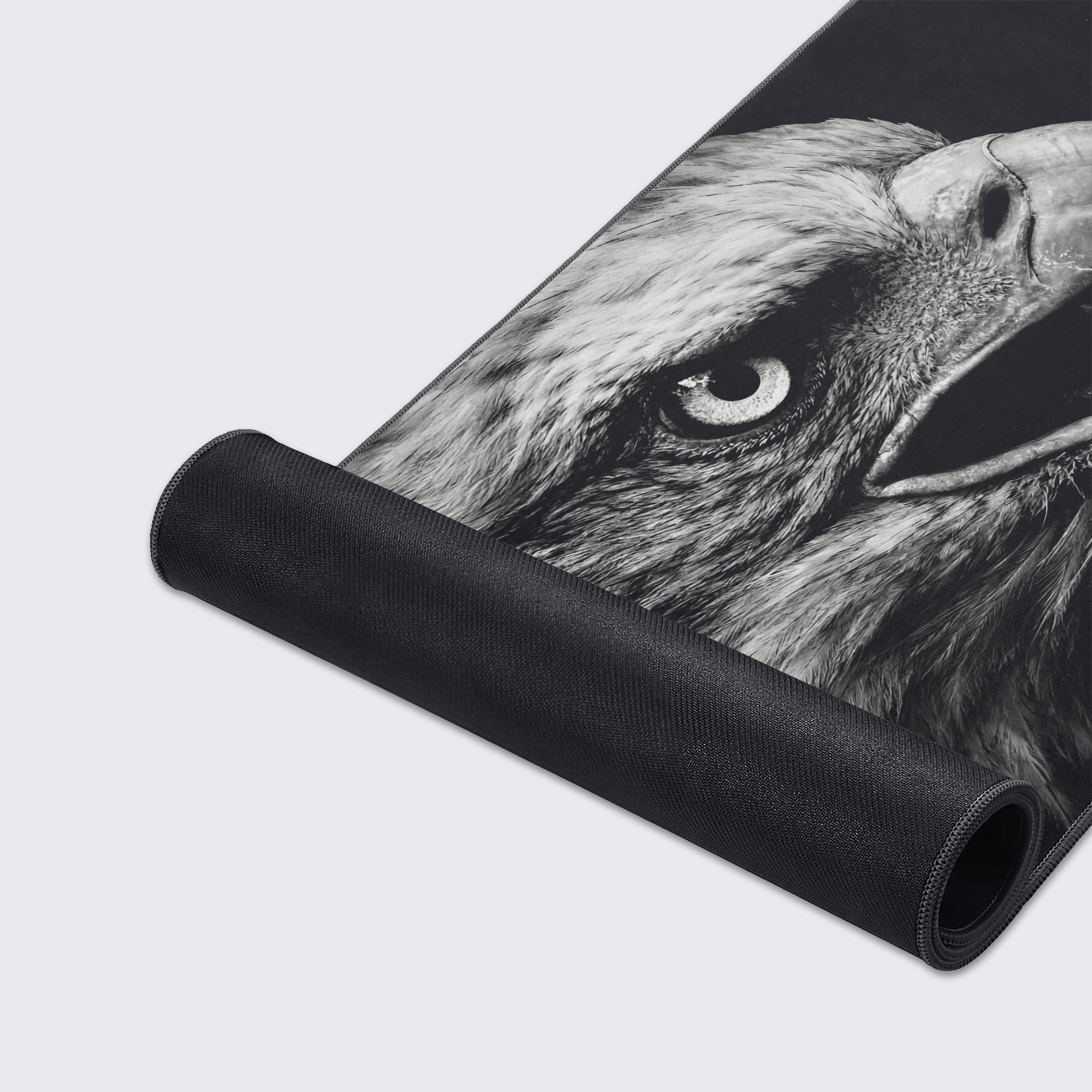 Close-up of the Apex Vision Gaming Desk Mat, highlighting the detailed eagle artwork, smooth fabric texture, and durable stitched edging. - Epic Design Pads & Mousepads
