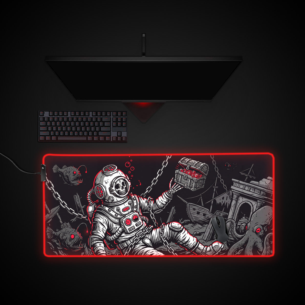 Sunken Fortune desk mat with RGB edge lighting