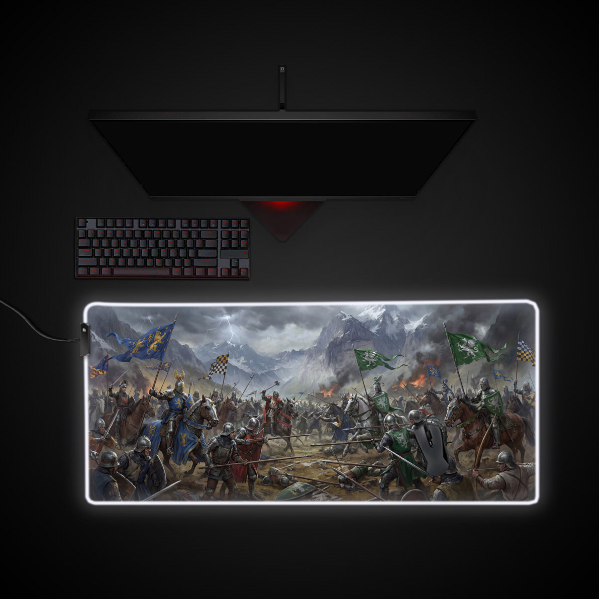 Vanguard Clash desk mat with RGB edge lighting