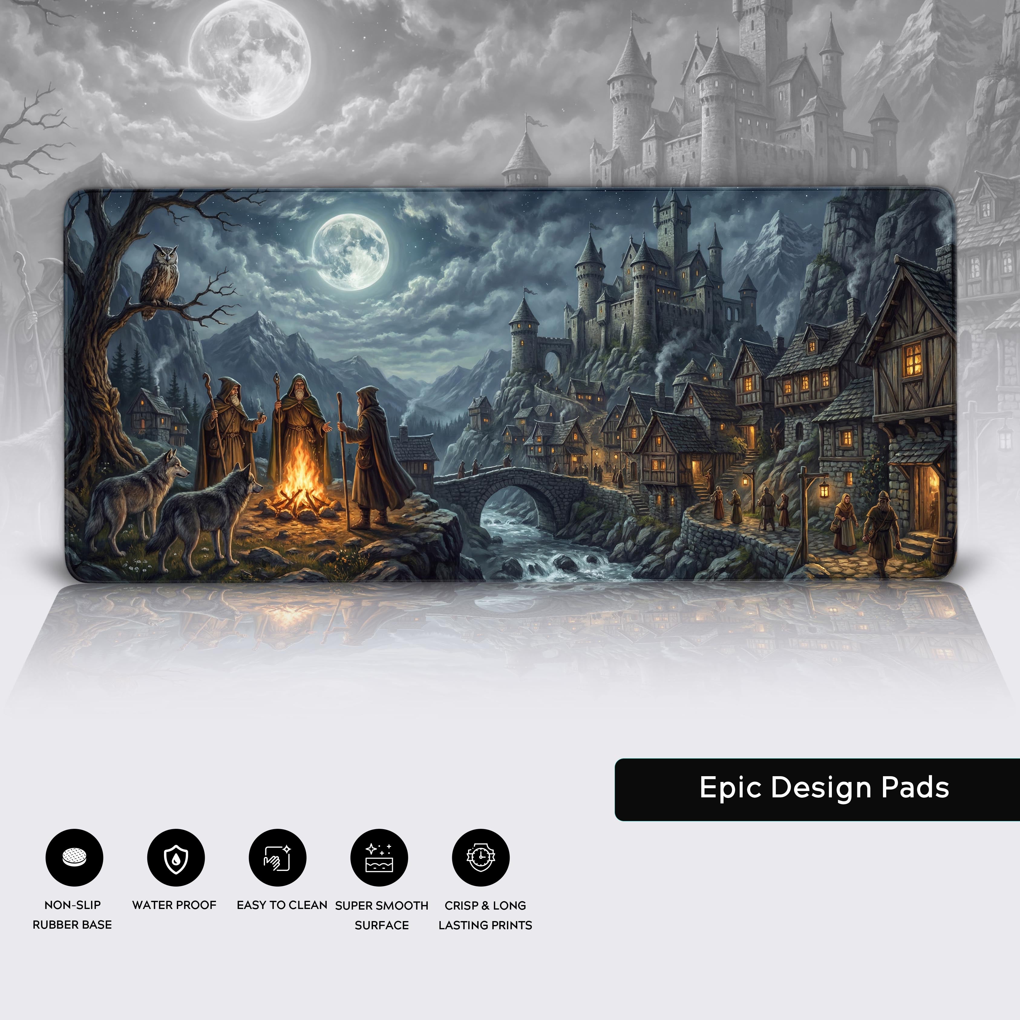 Midnight Council – Dark Fantasy Desk Mat, XL Gaming Mouse Pad