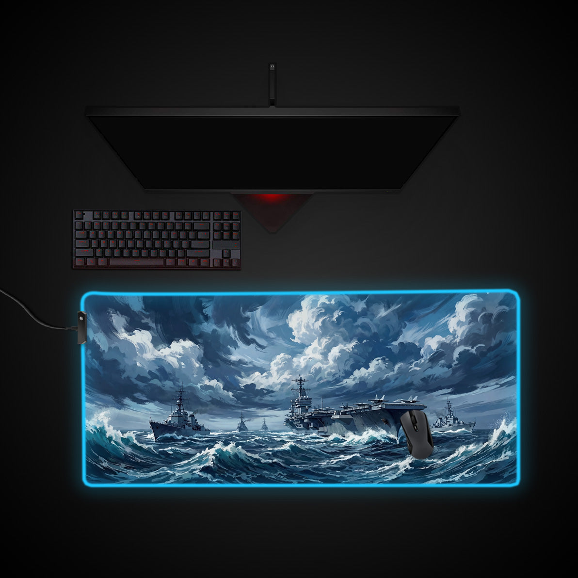 Iron Fleet desk mat with RGB edge lighting