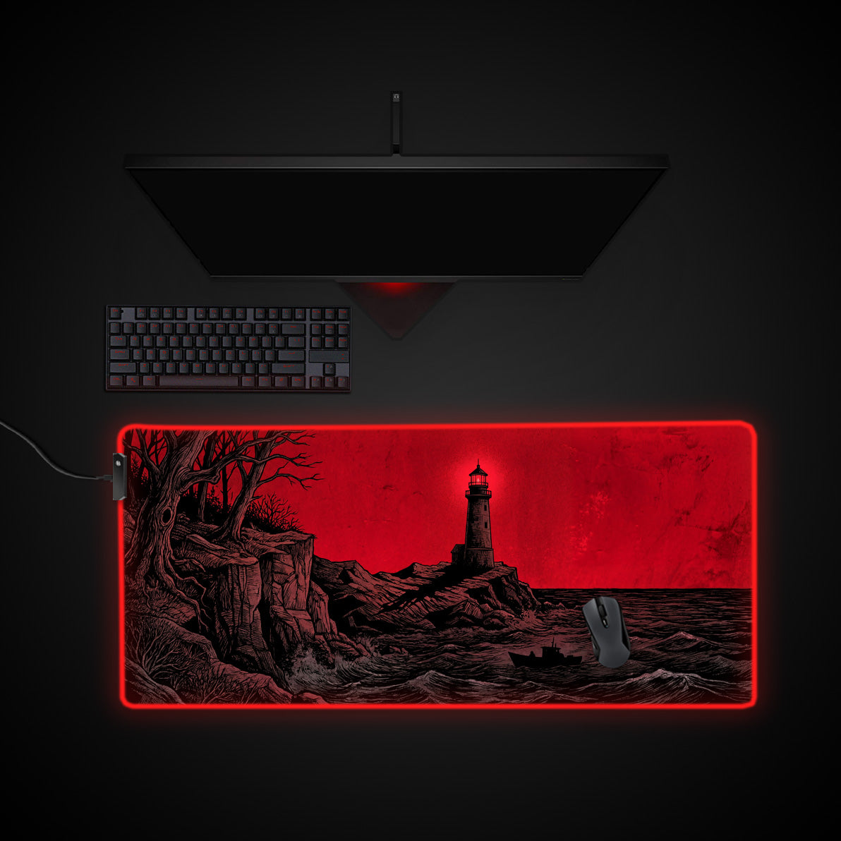 The Night Watch desk mat with RGB edge lighting