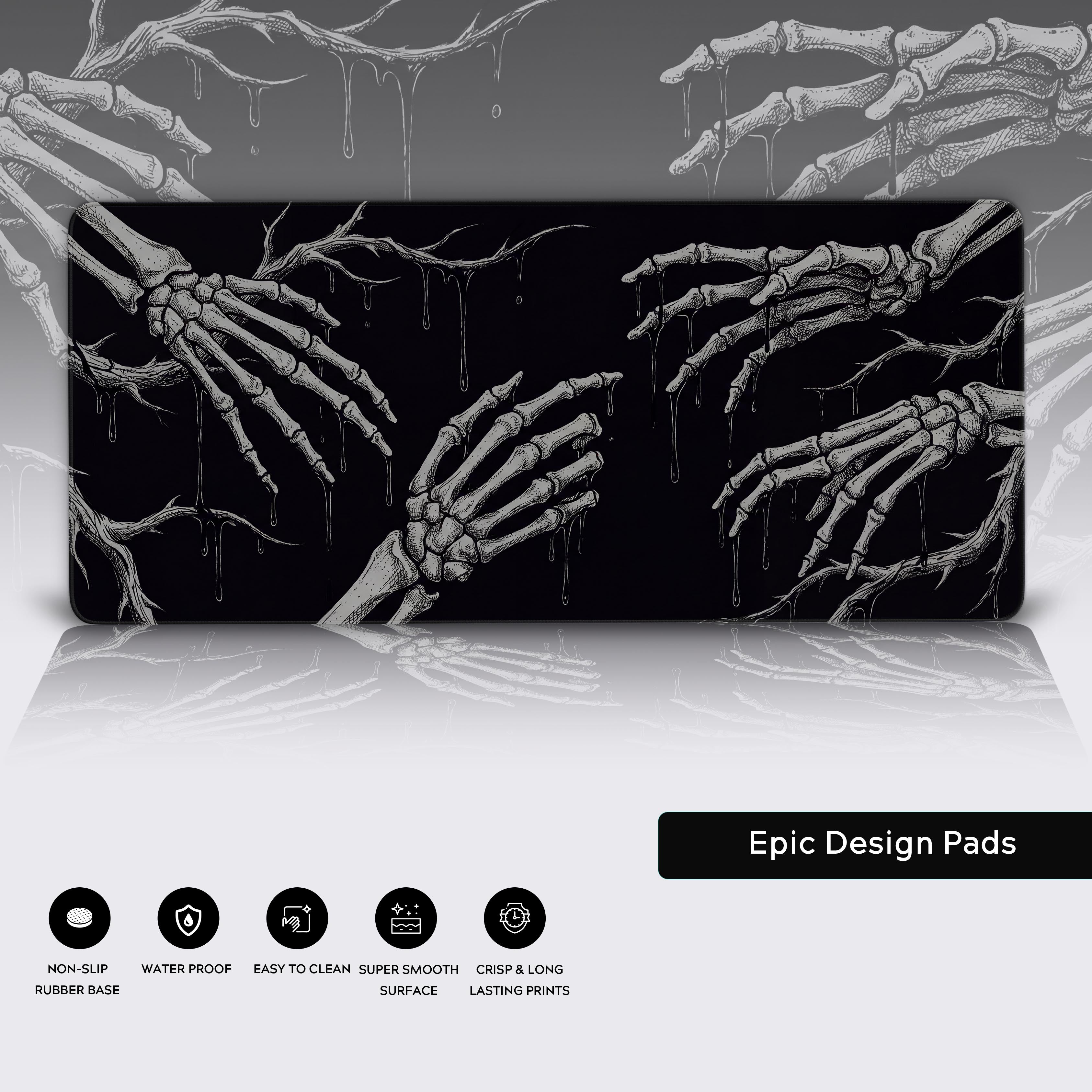 Void Touch Skeleton Hands – Gaming Desk Mat, XL Gothic Mouse Pad