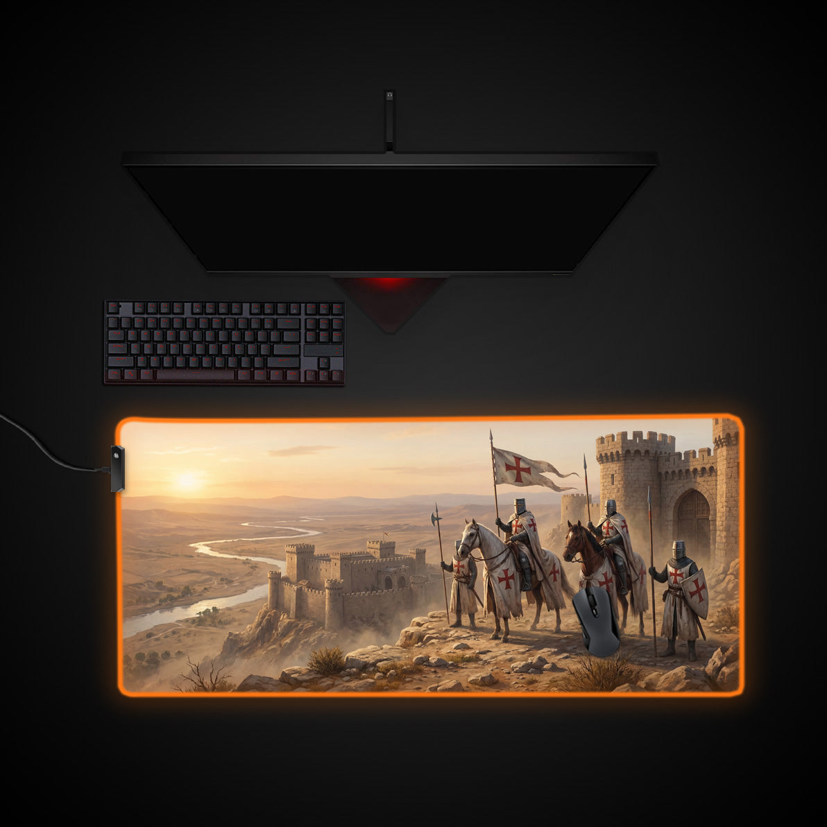 Fortress Command desk mat with RGB edge lighting