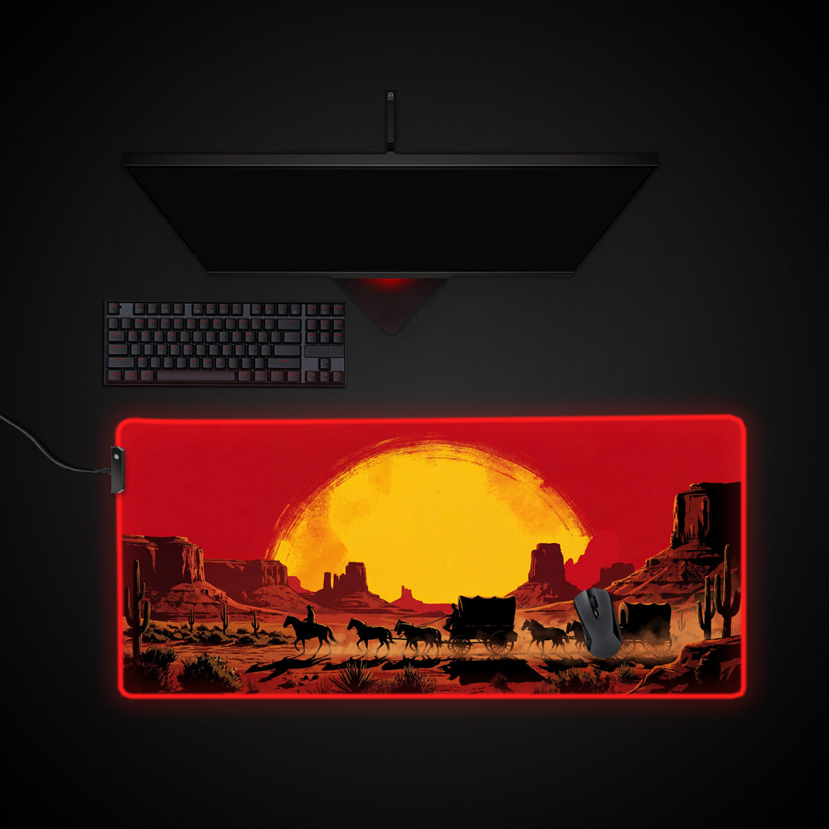 Outlaw’s Path desk mat with RGB edge lighting