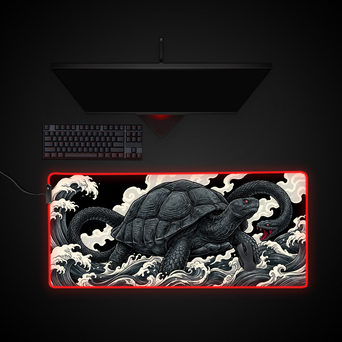 Genbu’s Wrath desk mat with RGB edge lighting