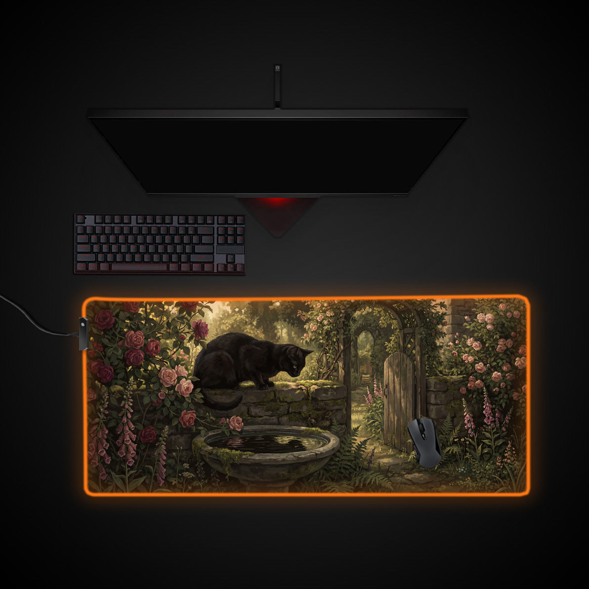 Garden Watcher desk mat with RGB edge lighting