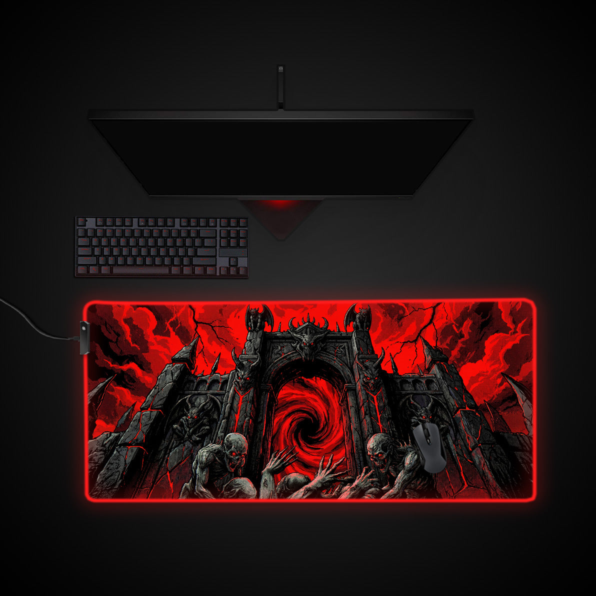Hell Gate desk mat with RGB edge lighting