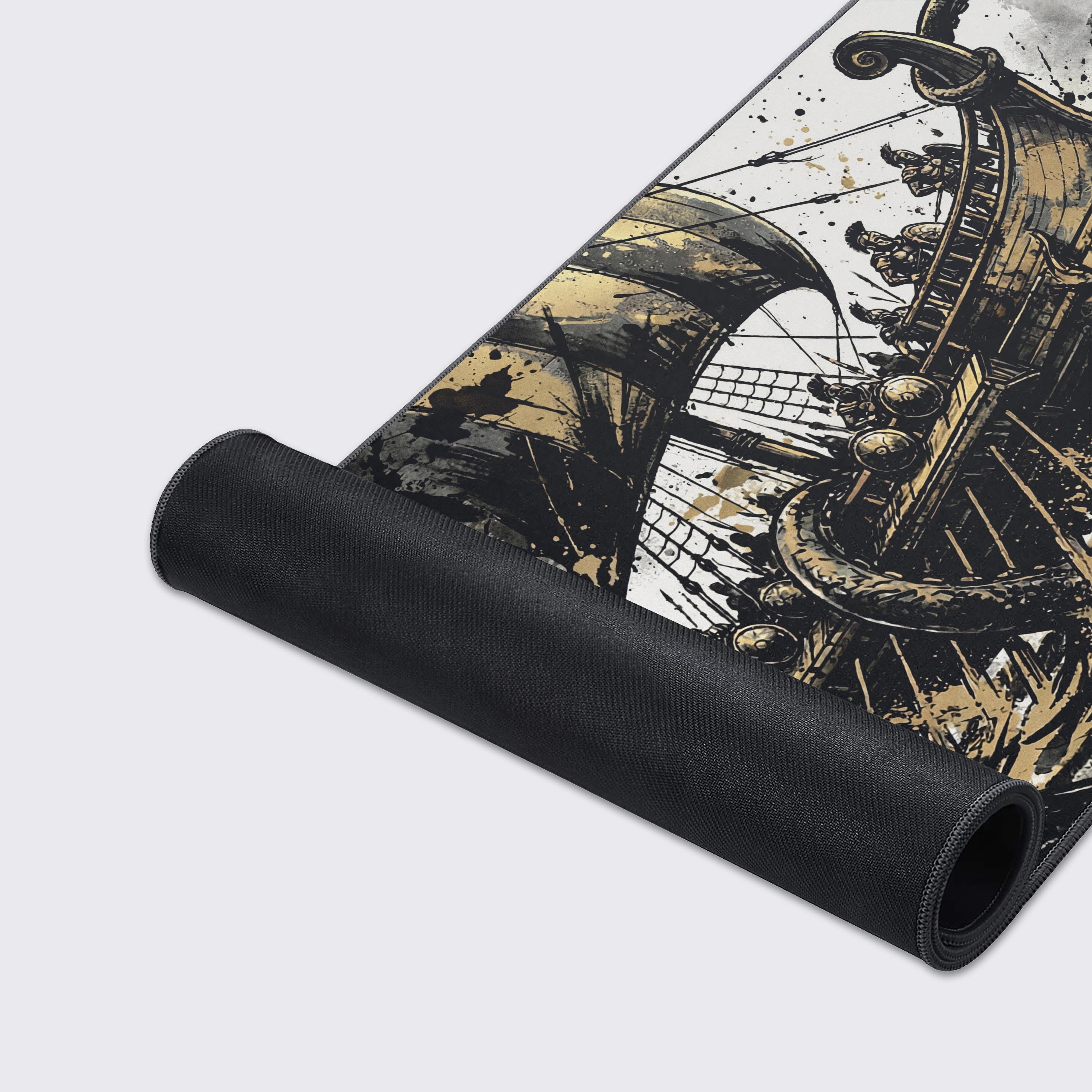 Close-up of the Kraken's Grasp mouse pad, highlighting the detailed ink-splatter art, smooth fabric texture, and durable stitched edges for long-lasting use. - Epic Design Pads & Mousepads