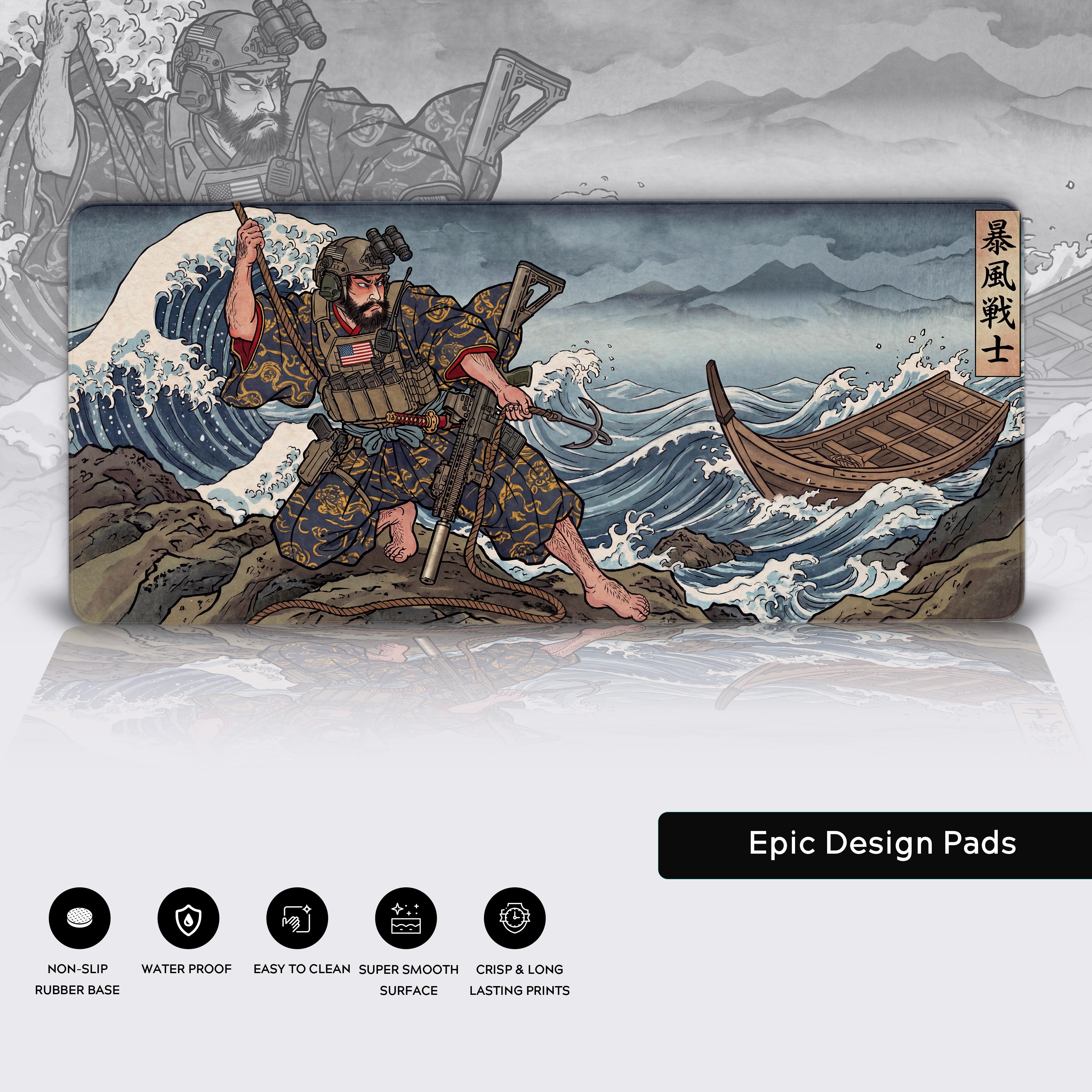 Tactical Wave Ukiyo-e – Gaming Desk Mat, XL Operator Mouse Pad