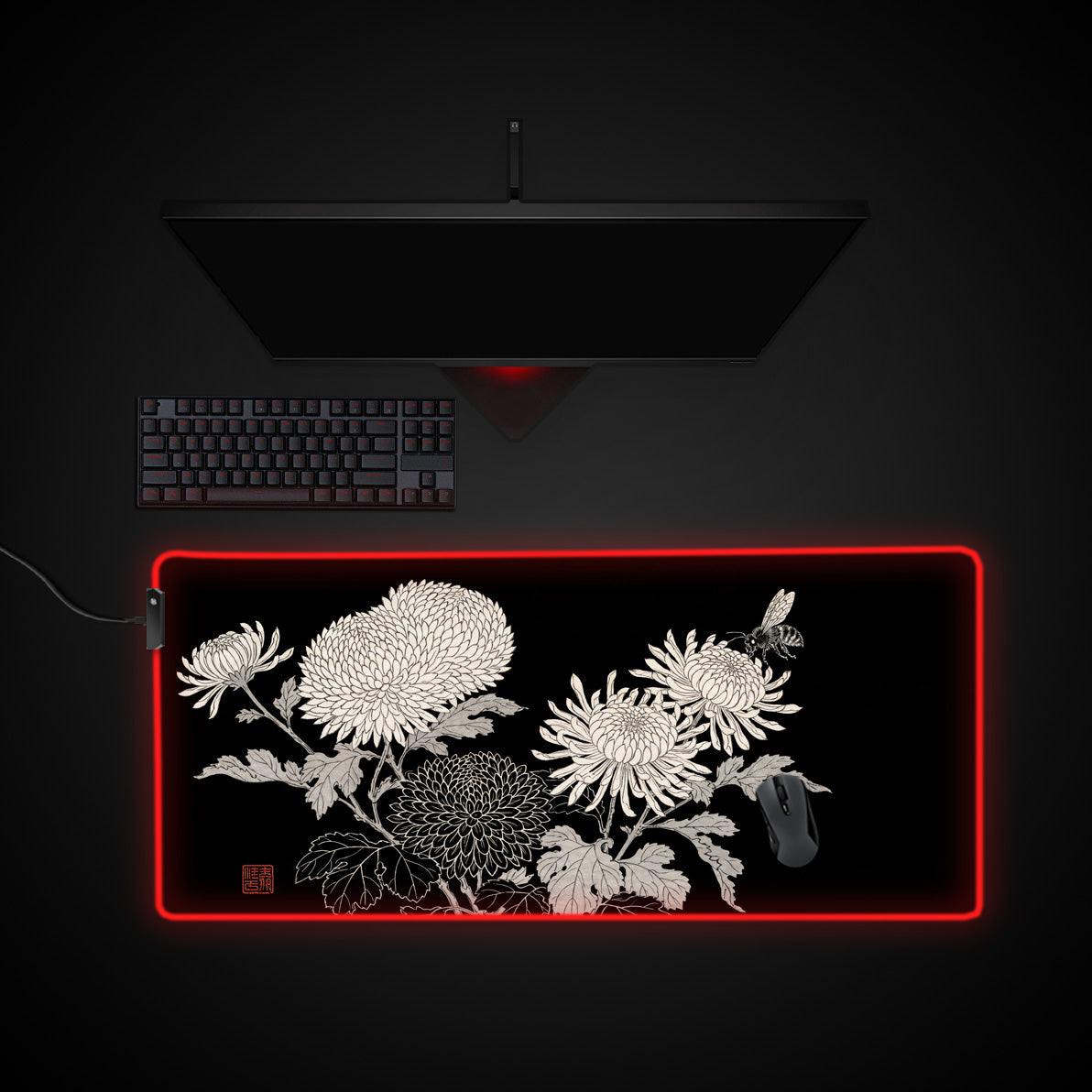 Kiku Bloom desk mat with RGB edge lighting