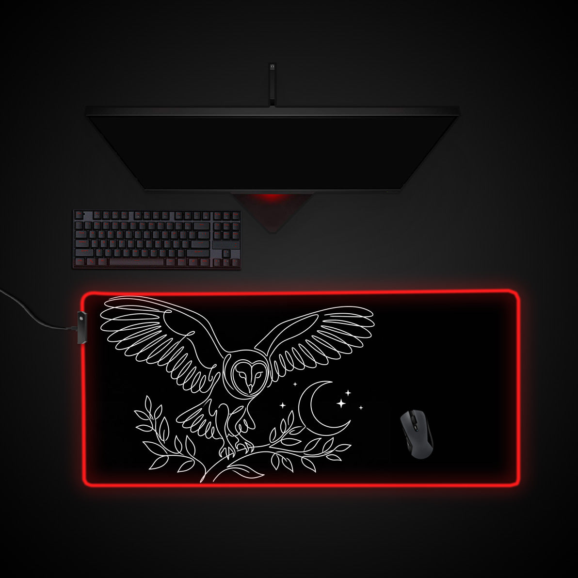 Nocturnal Focus desk mat with RGB edge lighting