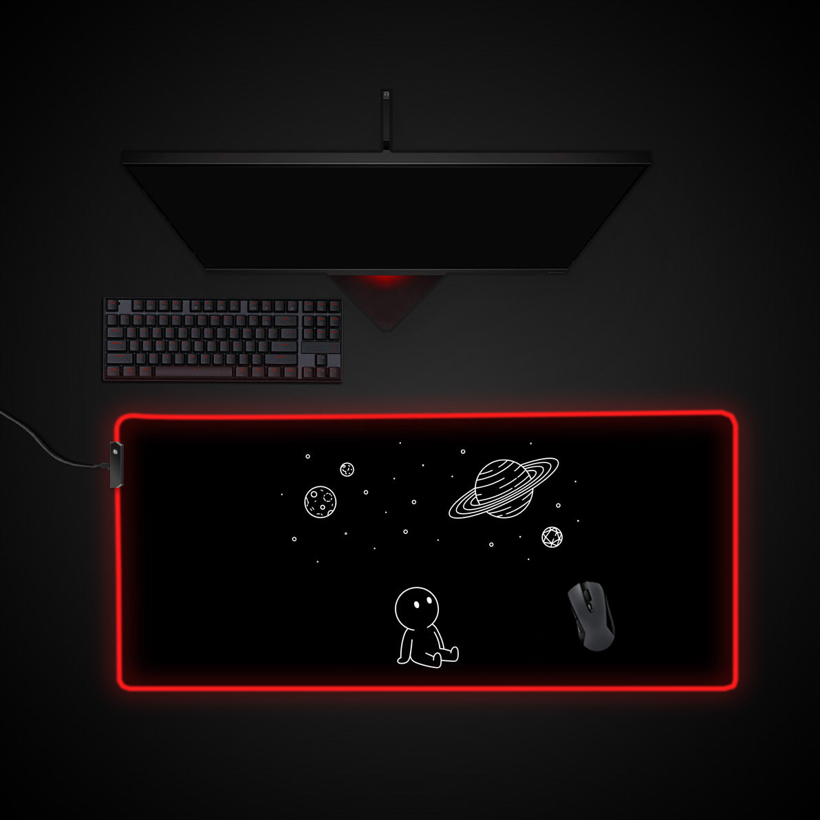 Void Watcher desk mat with RGB edge lighting
