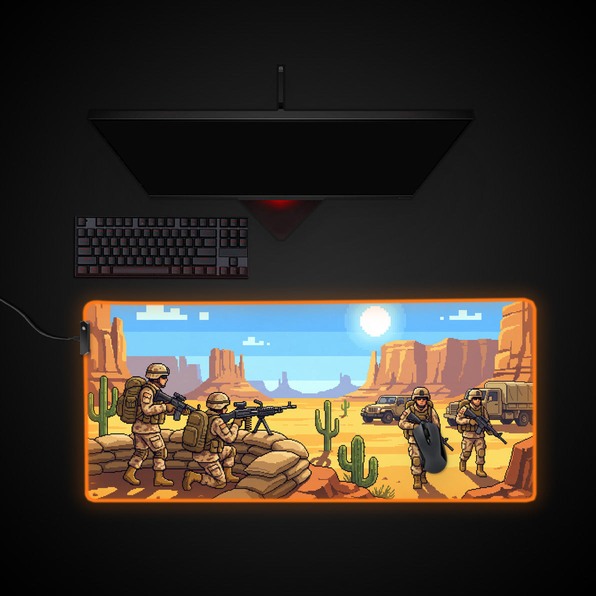Outpost Zero desk mat with RGB edge lighting