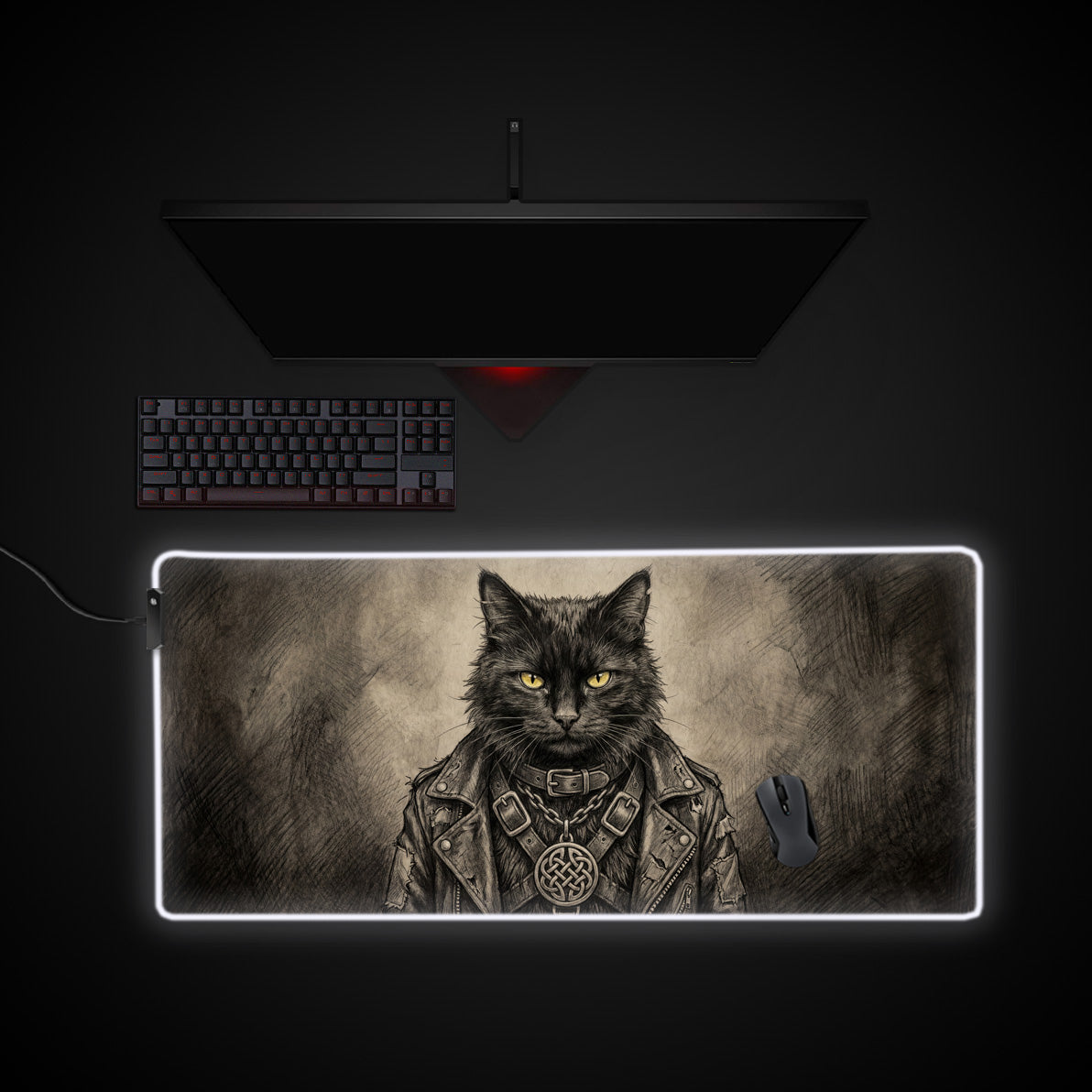Shadow Rebel desk mat with RGB edge lighting