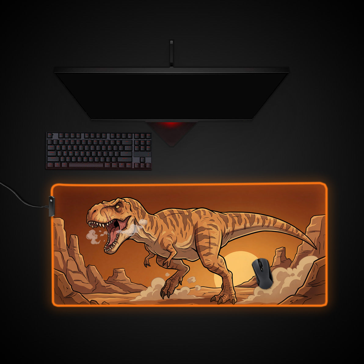 Desert Tyrant desk mat with RGB edge lighting