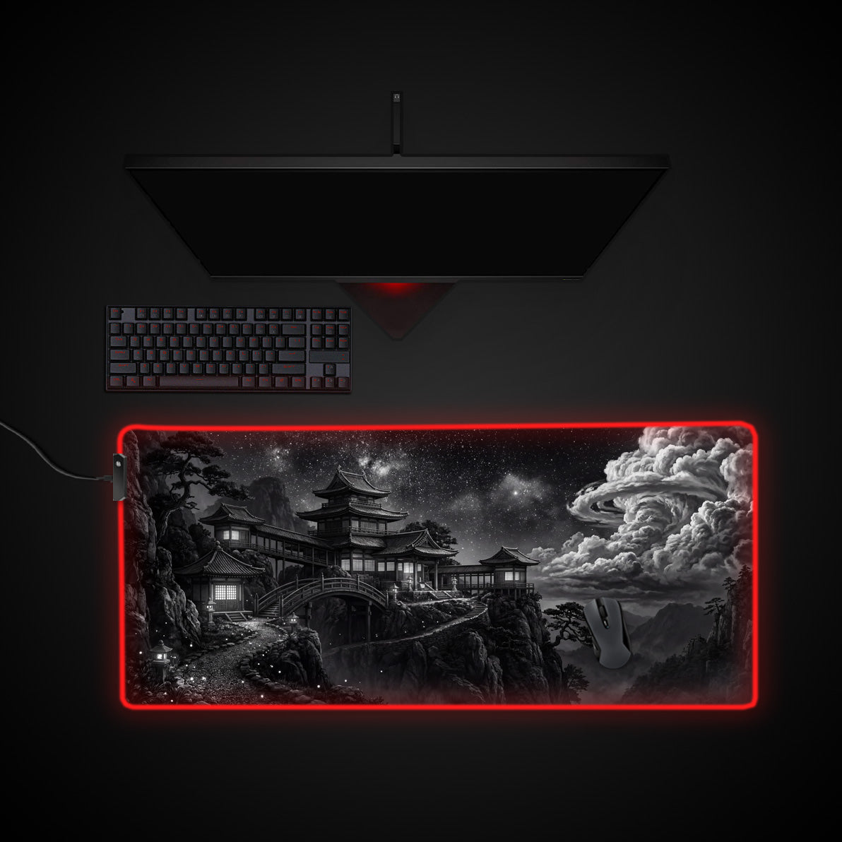 Silent Peaks desk mat with RGB edge lighting