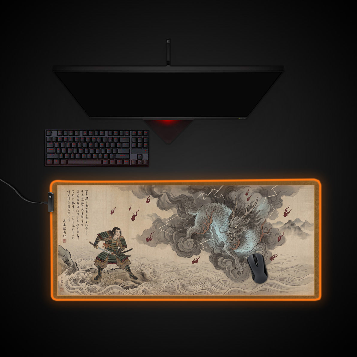 Samurai's Stand desk mat with RGB edge lighting