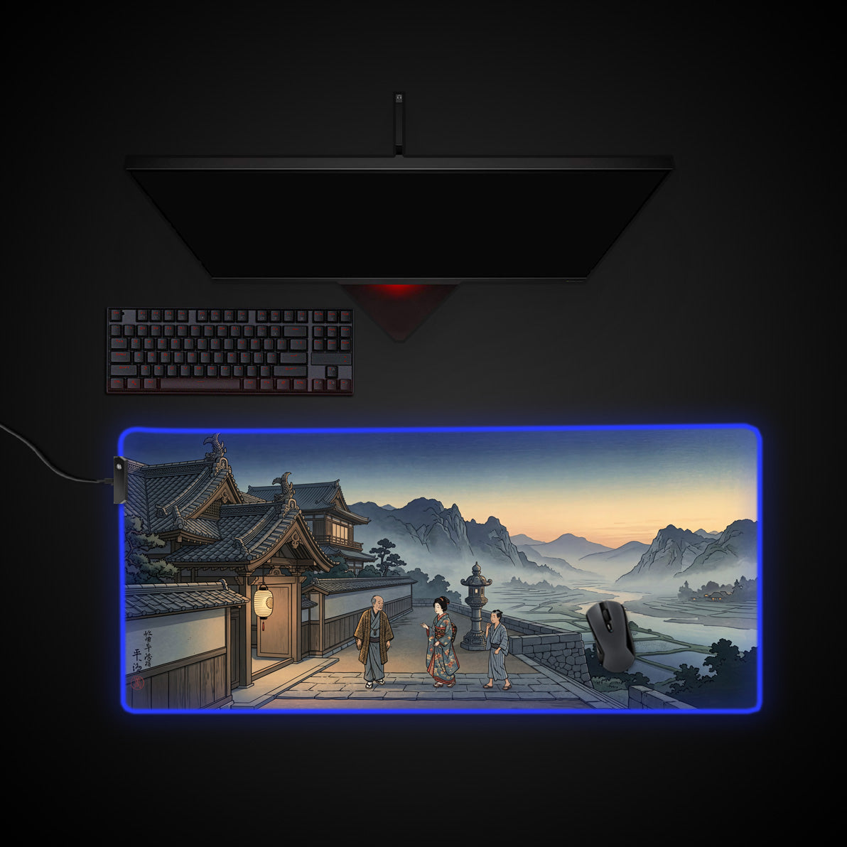 Edo Morning desk mat with RGB edge lighting