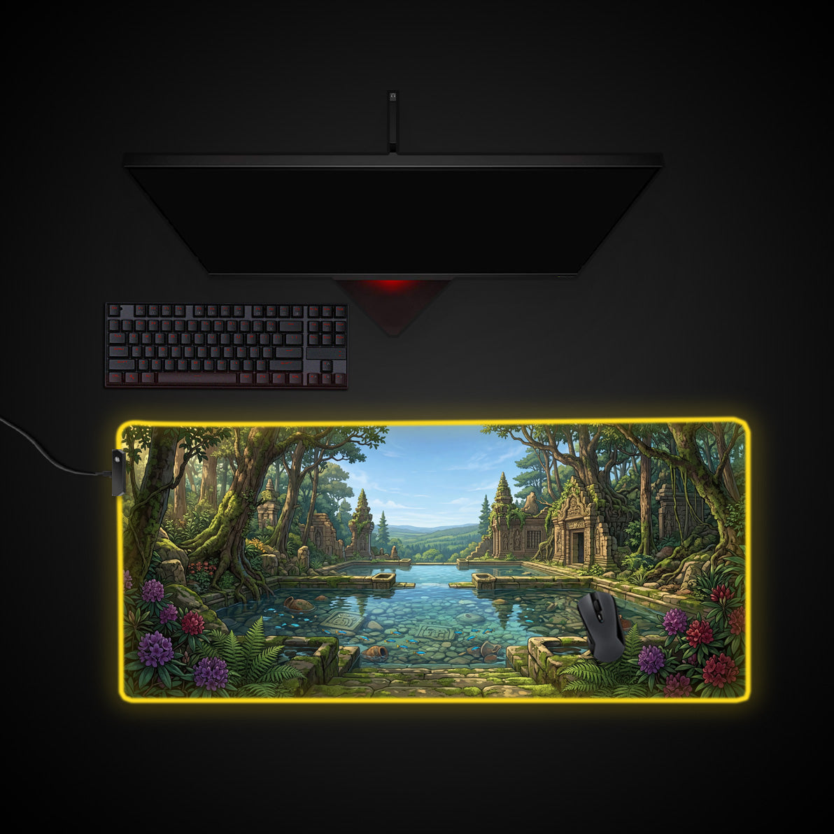 Verdant Relic desk mat with RGB edge lighting