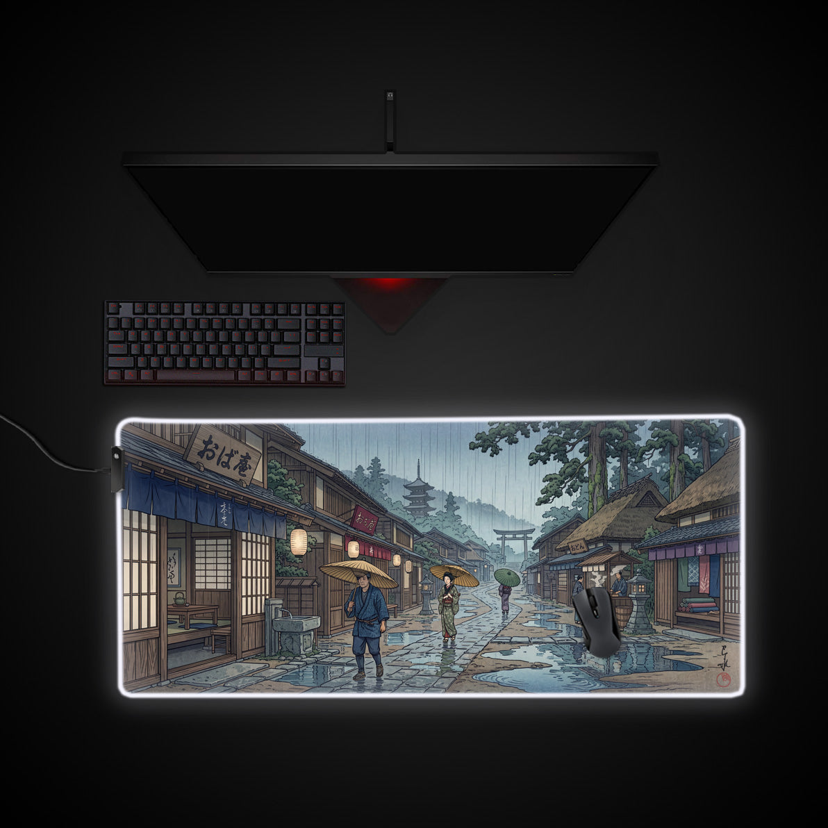 Monsoon Kyoto desk mat with RGB edge lighting