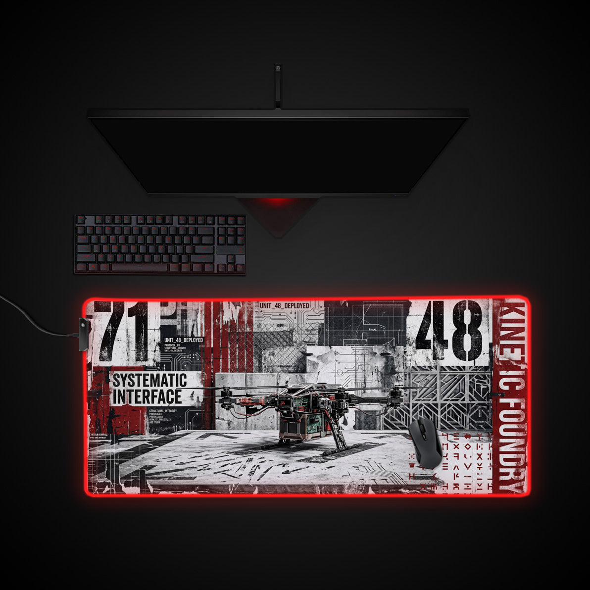 Kinetic Foundry desk mat with RGB edge lighting