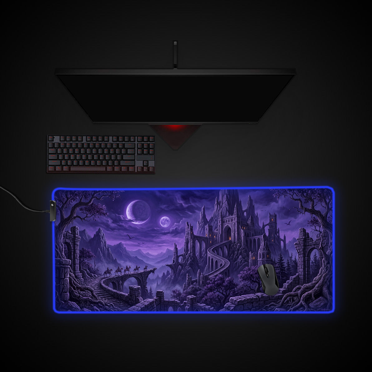 Nocturnal Citadel desk mat with RGB edge lighting