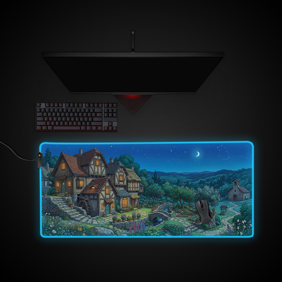 Midnight Hamlet desk mat with RGB edge lighting
