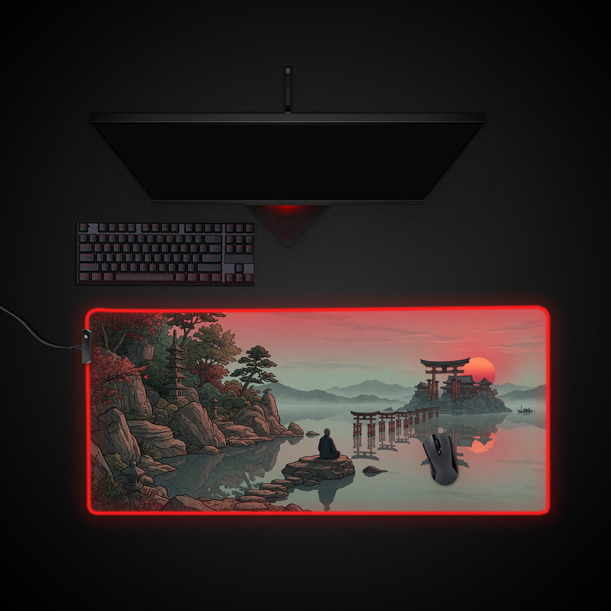 Silent Focus desk mat with RGB edge lighting