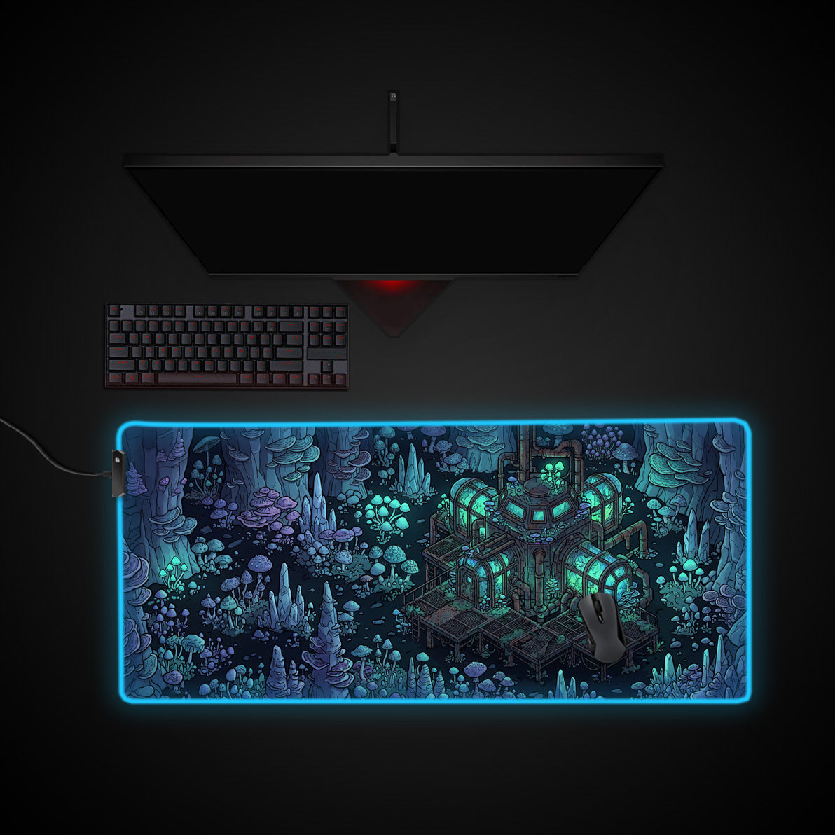 Fungal Frontier desk mat with RGB edge lighting