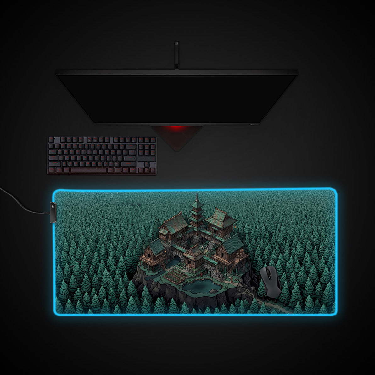 Hidden Enclave desk mat with RGB edge lighting