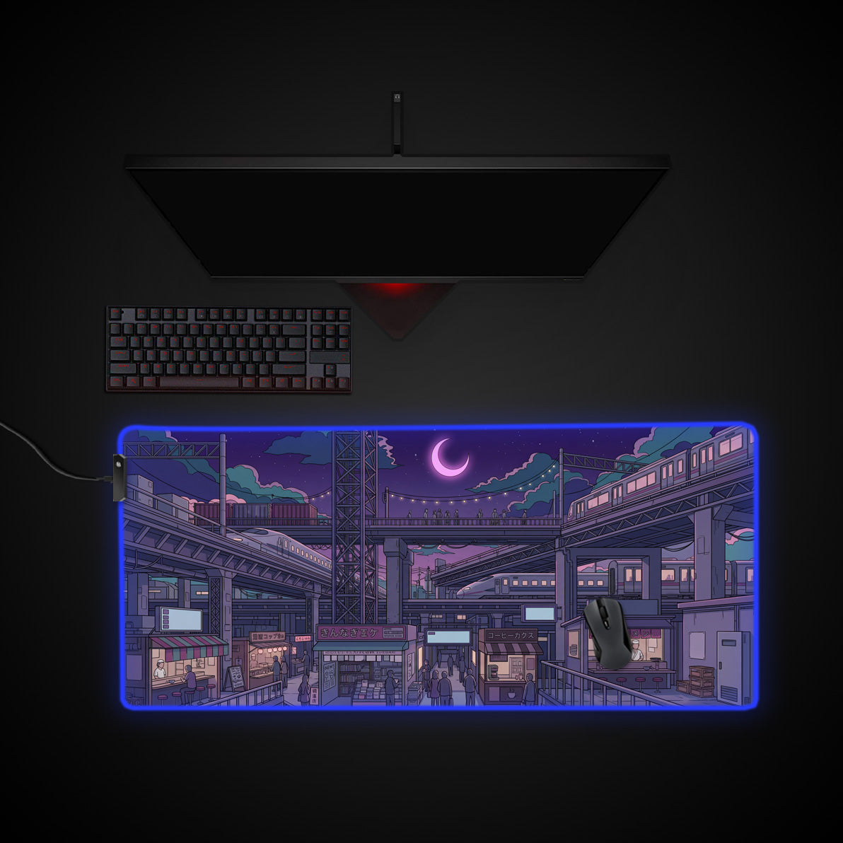 Midnight Station desk mat with RGB edge lighting