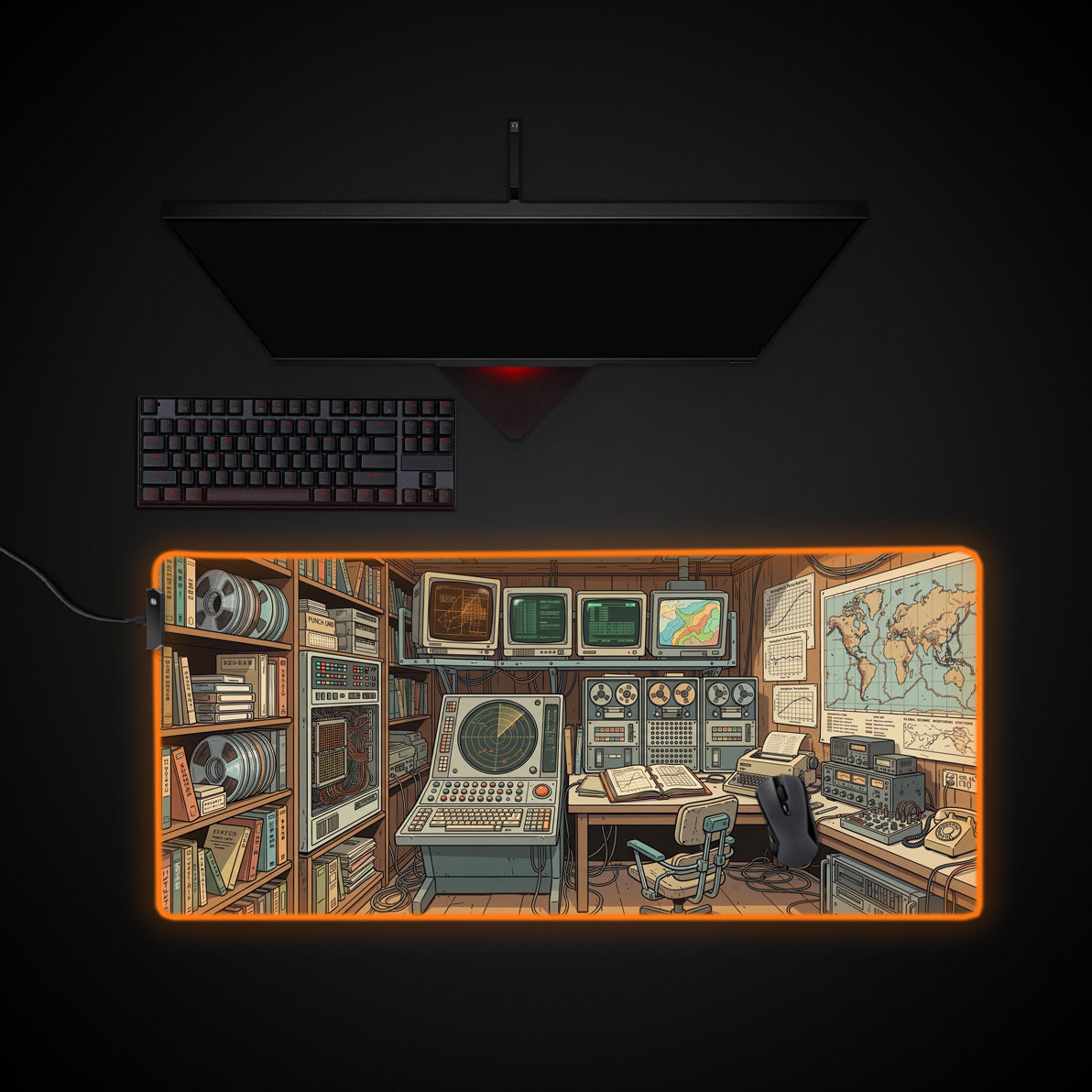 Analog Command Center desk mat with RGB edge lighting