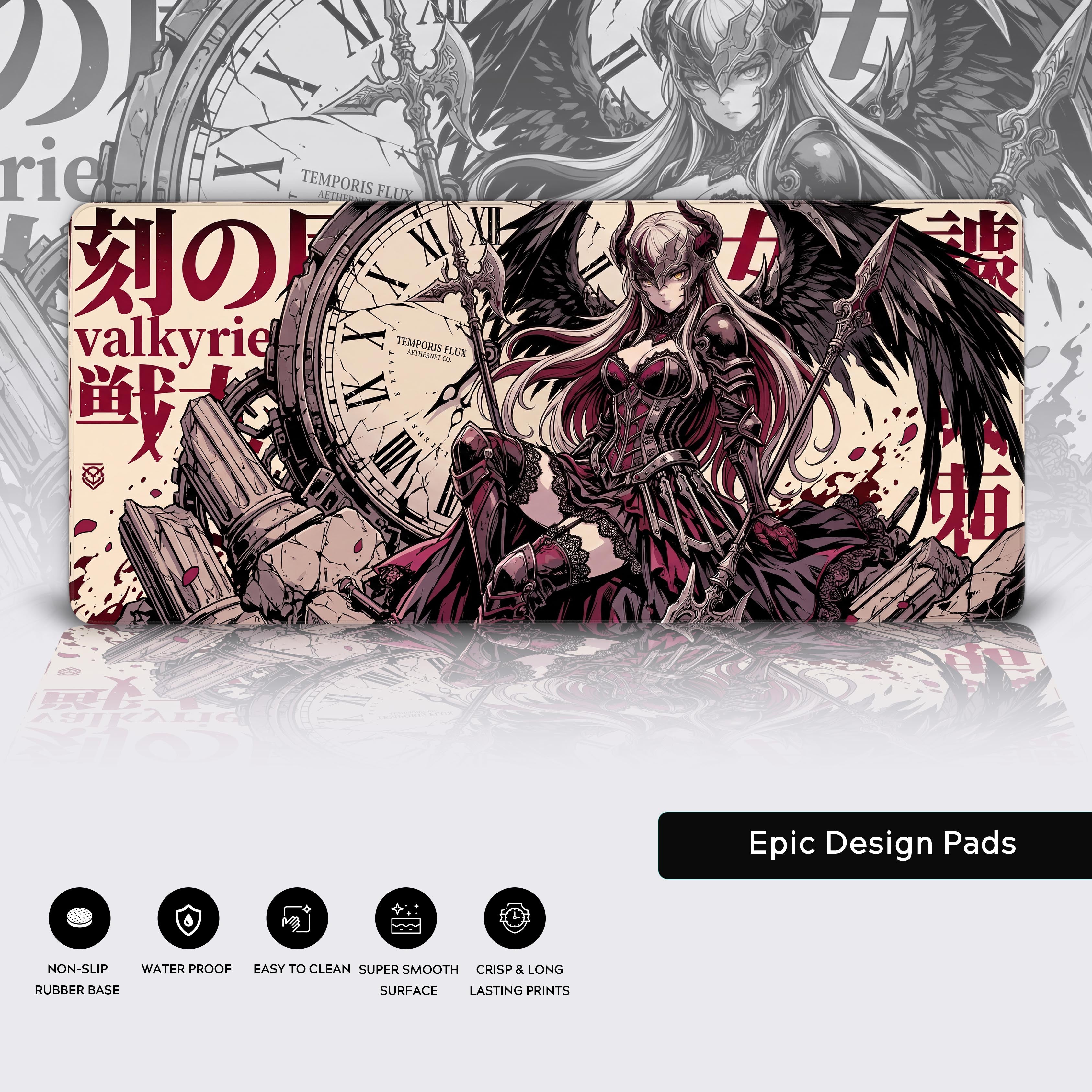 Shattered Hours Valkyrie – Gaming Desk Mat, XL Anime Mouse Pad
