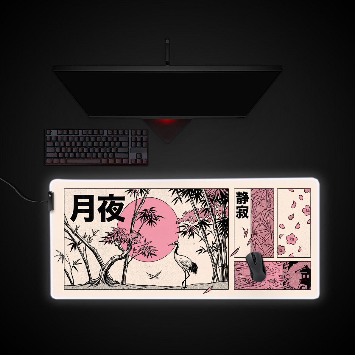 Night Panels desk mat with RGB edge lighting