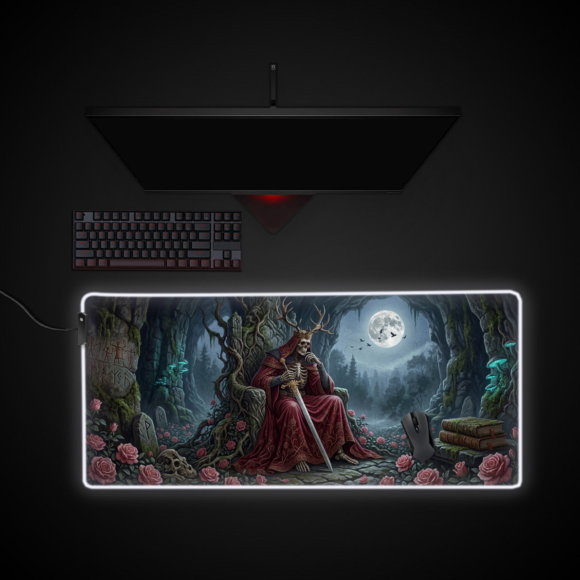 Rose King Throne desk mat with RGB edge lighting