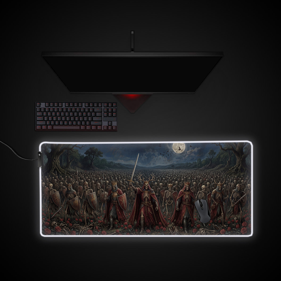 Undead Rose Army desk mat with RGB edge lighting