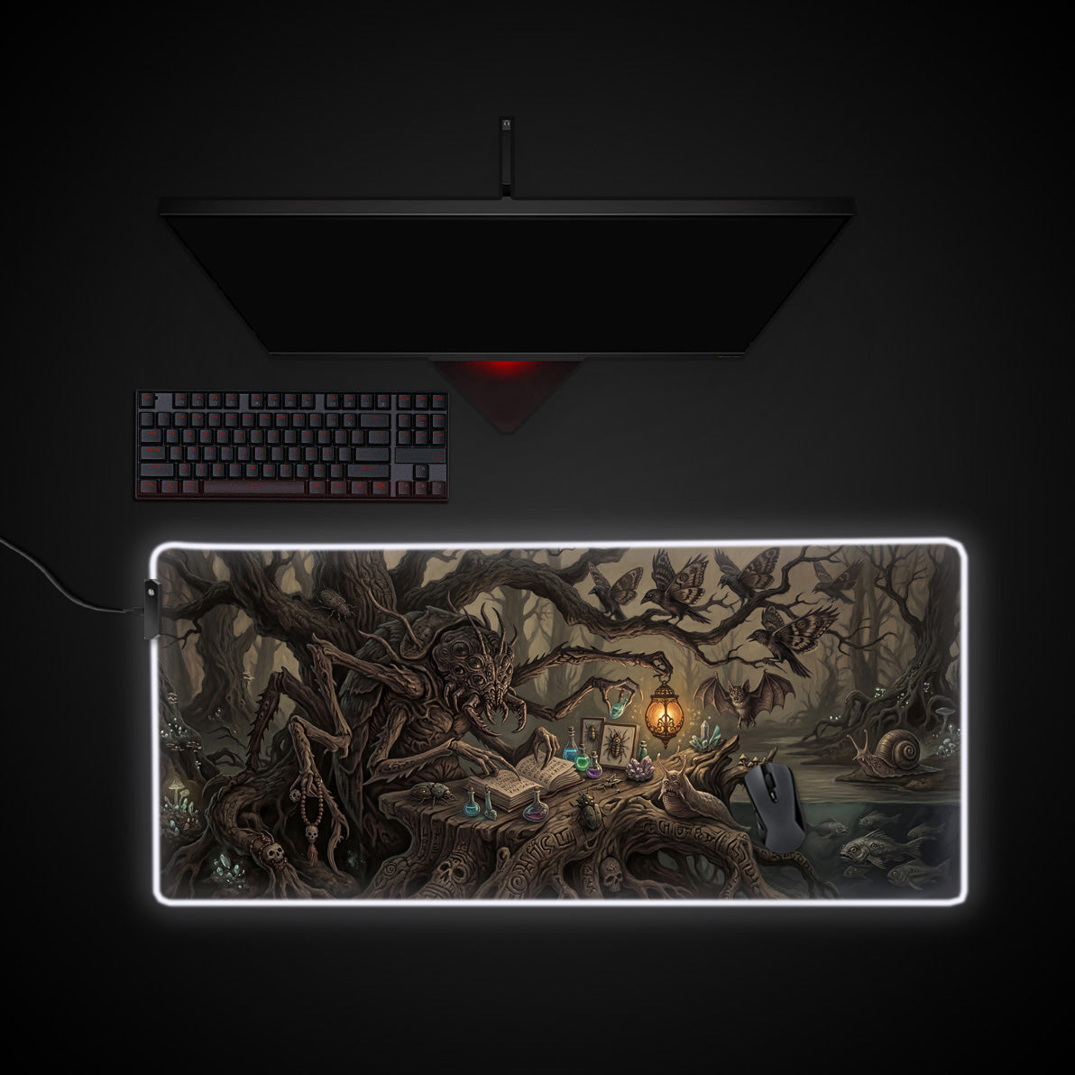Arachnid Scholar desk mat with RGB edge lighting