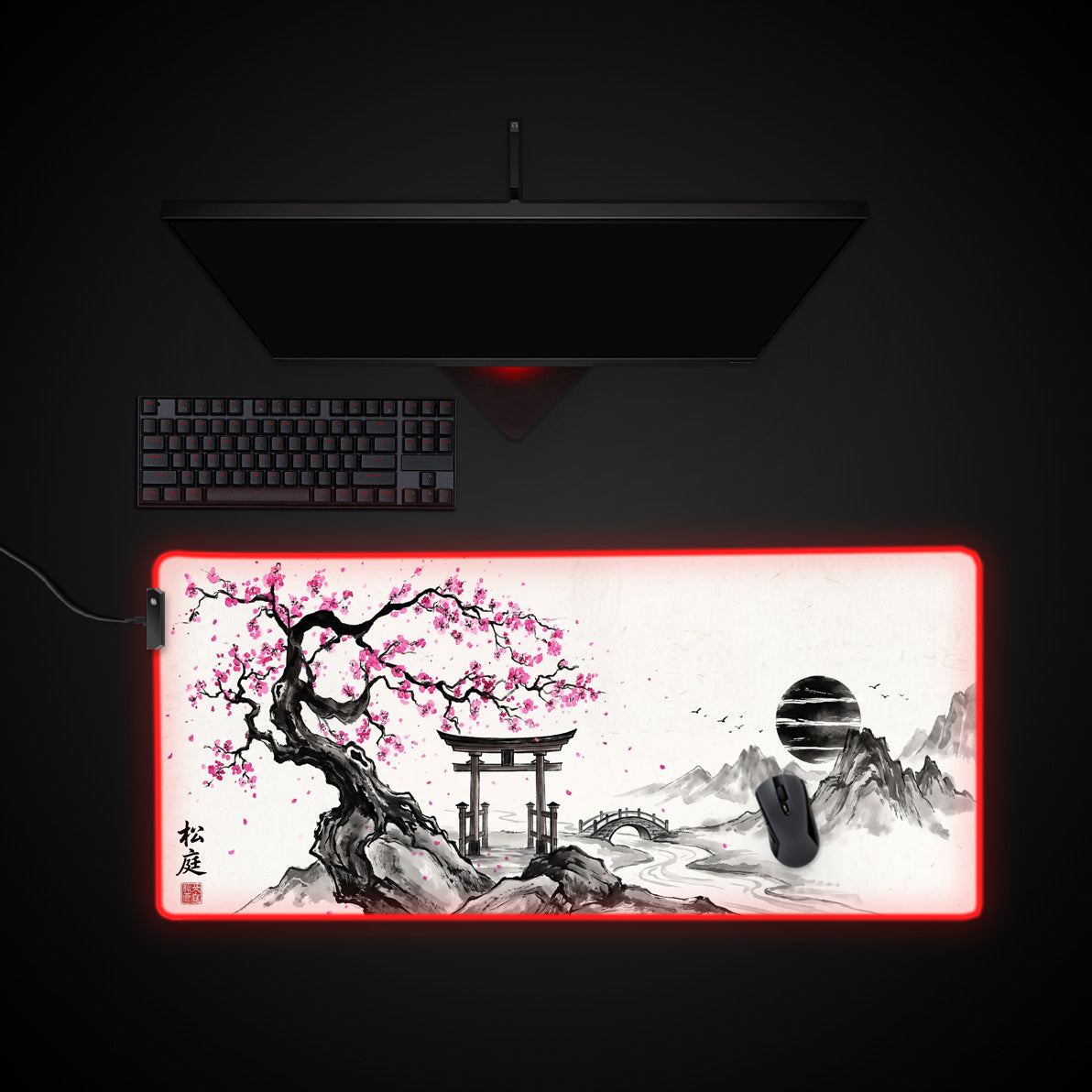 Ephemeral Bloom desk mat with RGB edge lighting