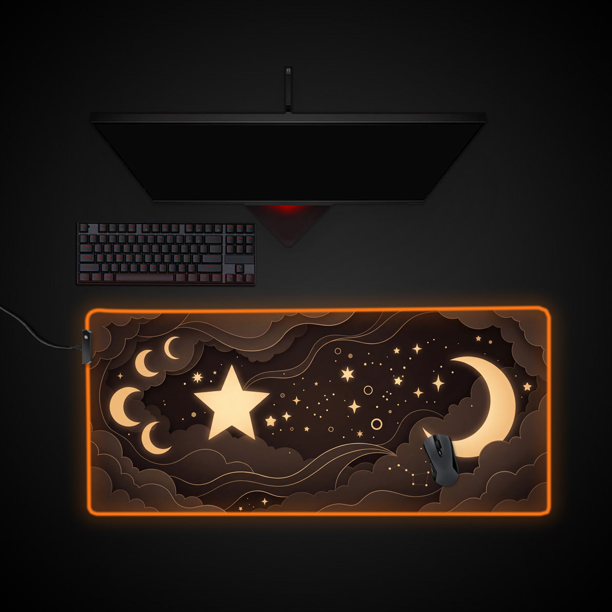 Celestial Layers desk mat with RGB edge lighting