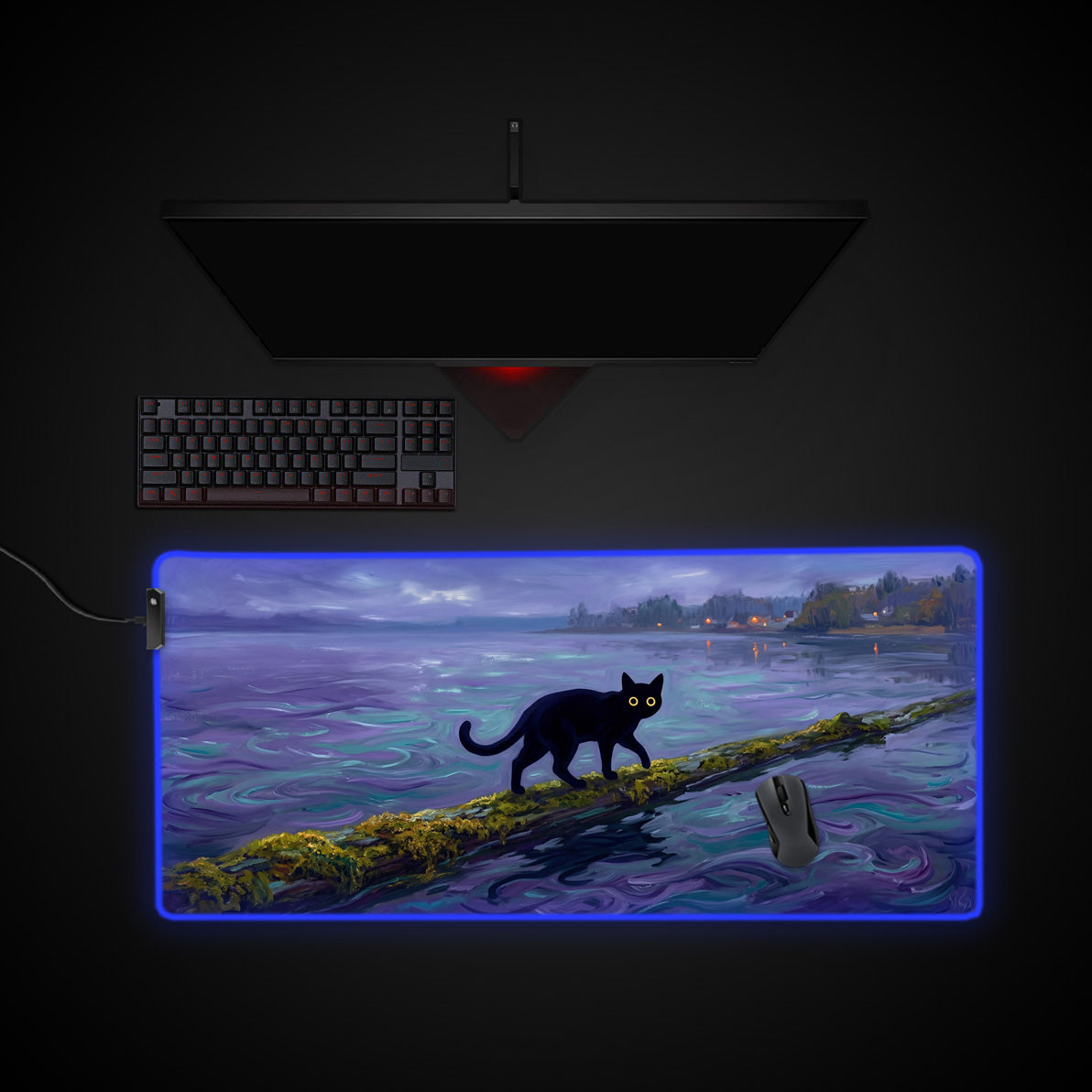Midnight Stroll desk mat with RGB edge lighting