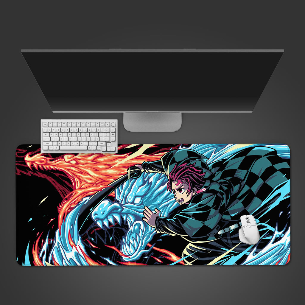 Tanjiro gaming desk mat, tanjiro anime deskpad, tanjiro mousemat, tanjiro XXL large gaming mousepad