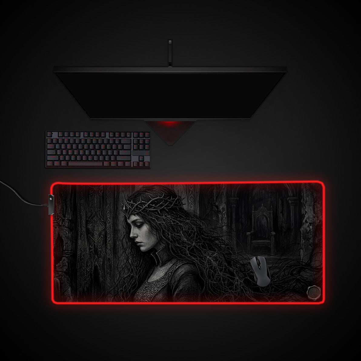 Thorned Queen desk mat with RGB edge lighting