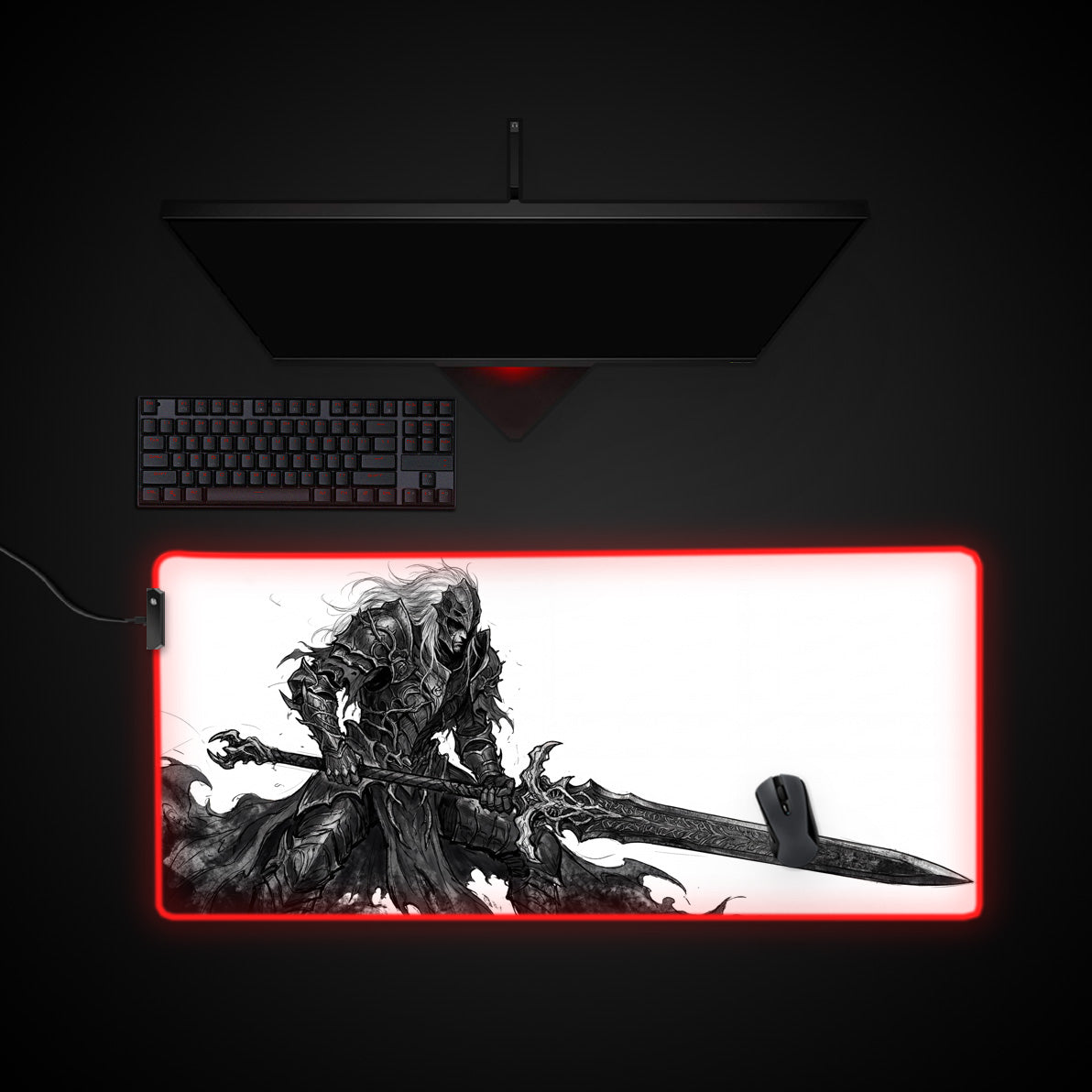 Abyssal Knight desk mat with RGB edge lighting