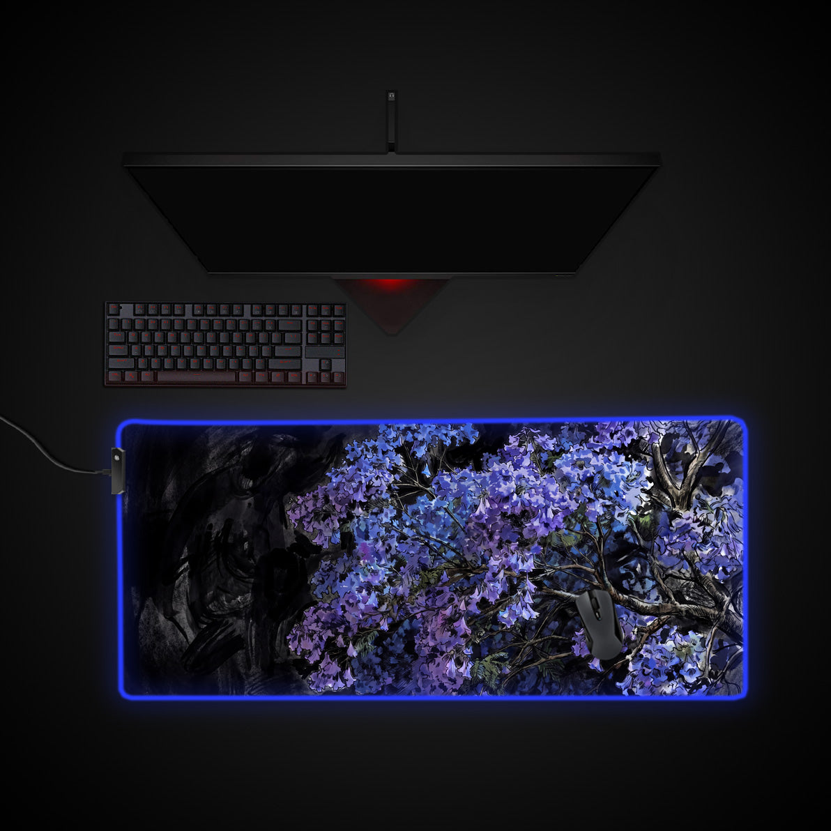Midnight Jacaranda desk mat with RGB edge lighting