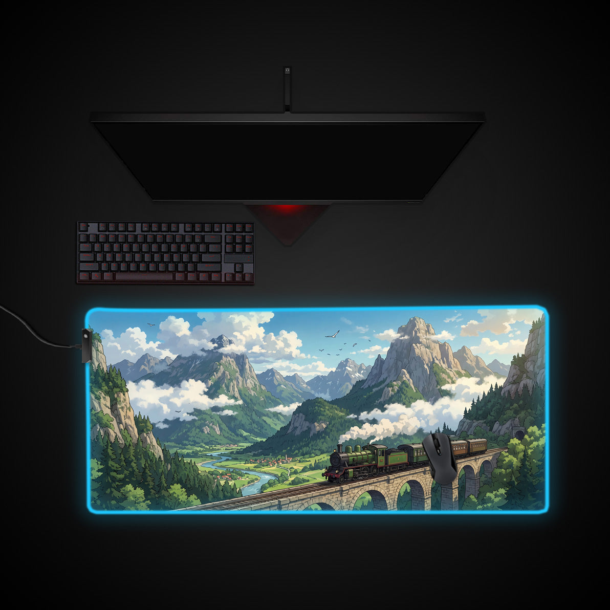 Alpine Express desk mat with RGB edge lighting