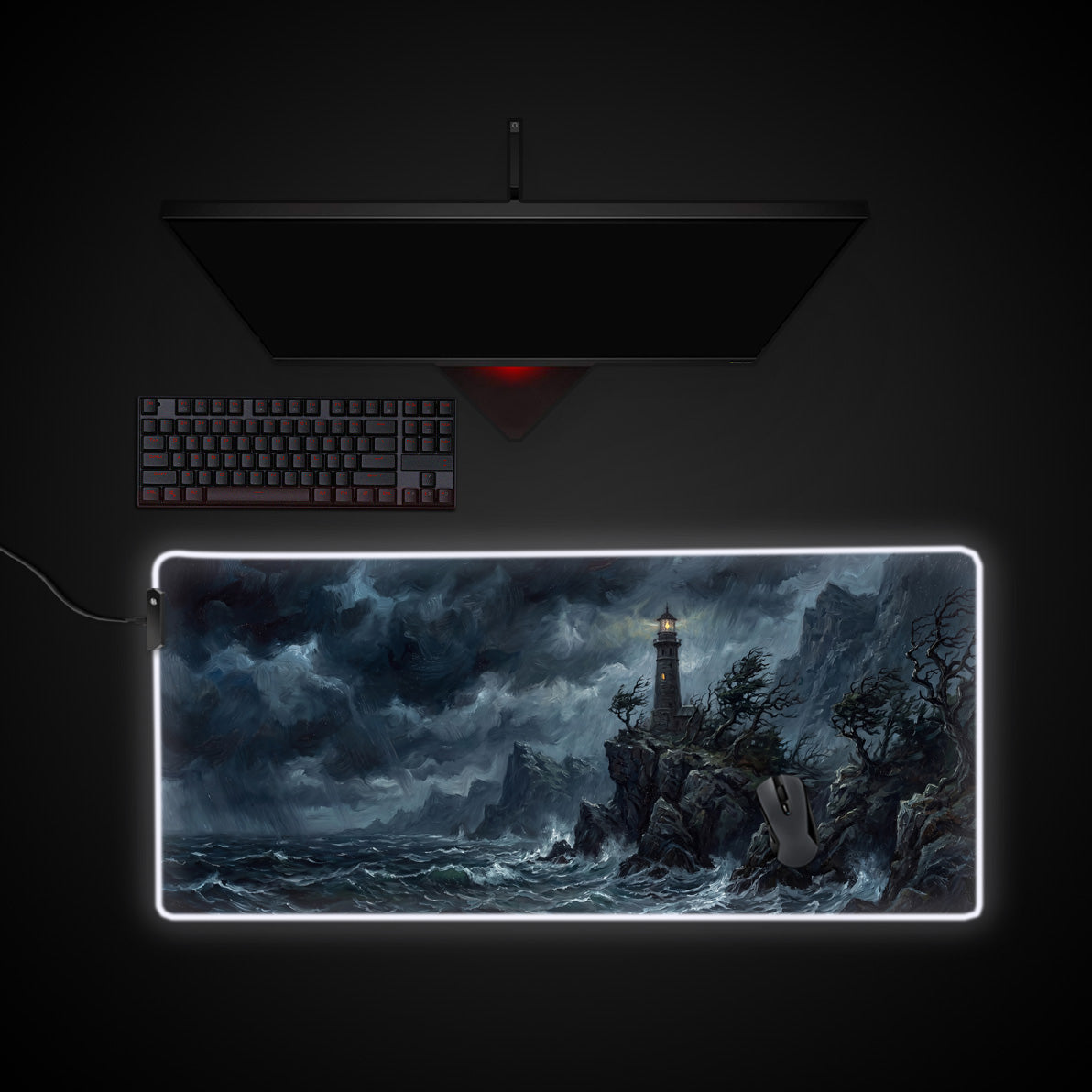Tempest Beacon desk mat with RGB edge lighting