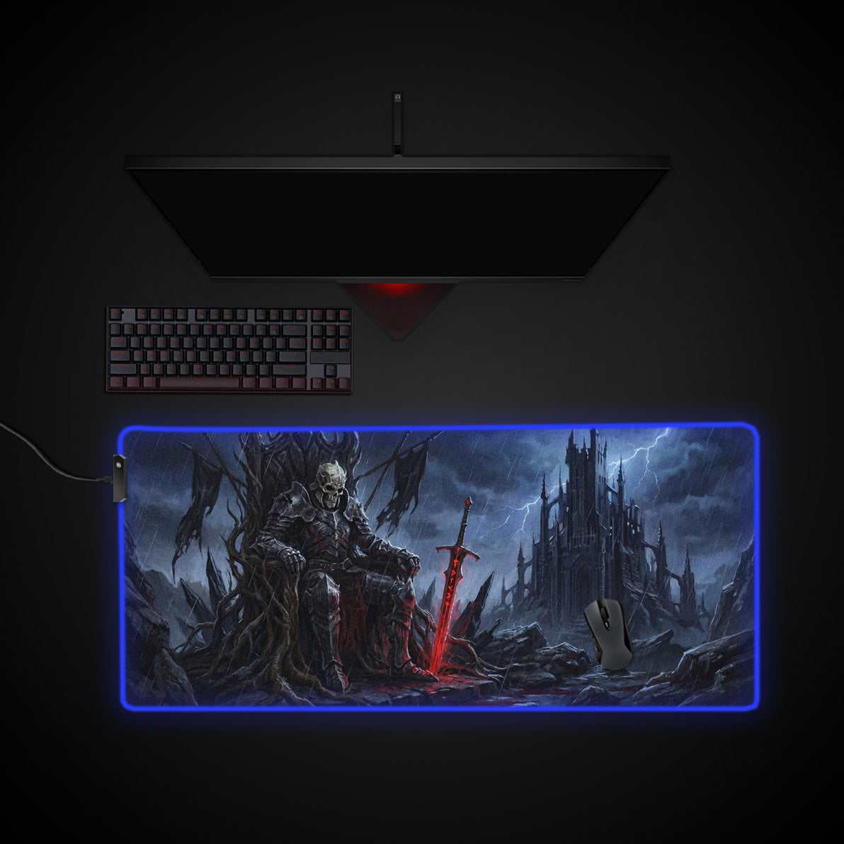 Undead King desk mat with RGB edge lighting