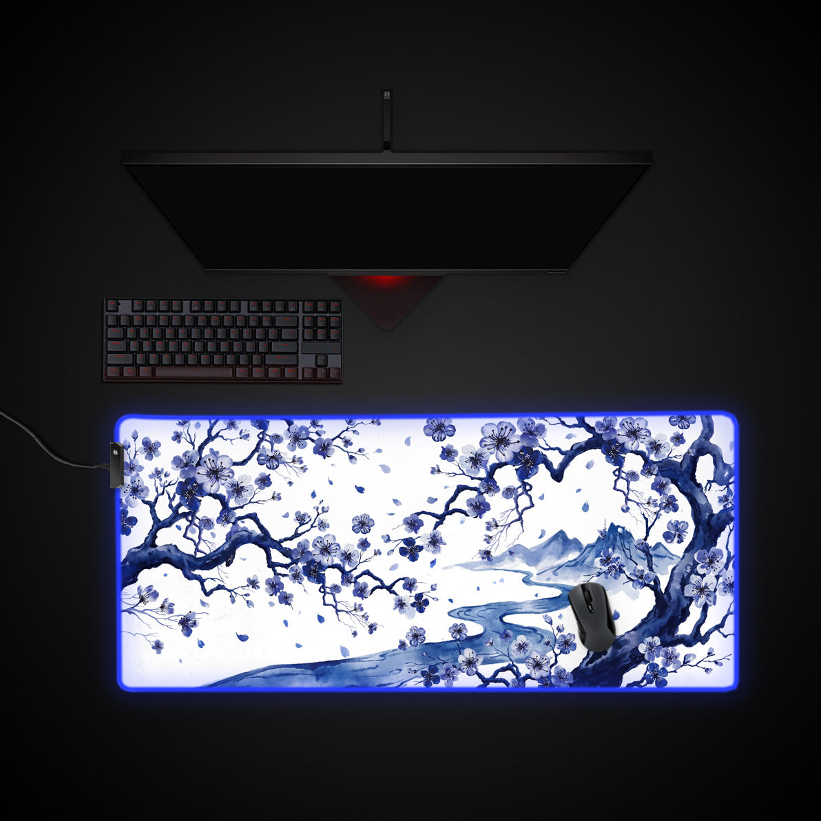 Sapphire River Wash desk mat with RGB edge lighting